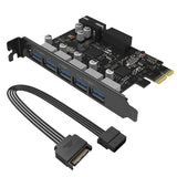 PVU3-5O2I 5 Port USB3.0 PCI-E Expansion Card with Dual Chip
