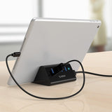 SHC-U3 4 Port USB3.0 HUB with Phone & Tablet Stander- Black