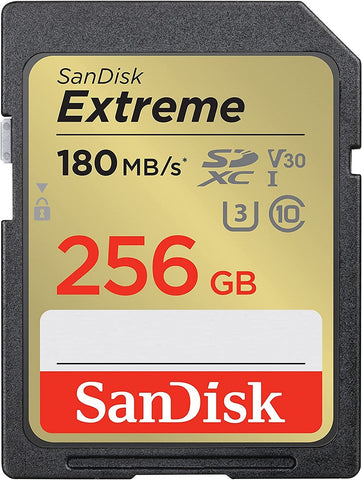 SanDisk SDSDXVV Extreme V30 U3 UHS-I 180MB/s R, 130MB/s W Class 10 SDXC Card - 256GB