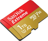 SanDisk SDSQXAV Extreme V30 U3 A2 UHS-I 190MB/s R, 130MB/s W Class 10 microSDXC Card - 1TB