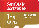 SanDisk SDSQXAV Extreme V30 U3 A2 UHS-I 190MB/s R, 130MB/s W Class 10 microSDXC Card - 1TB