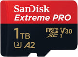 Sandisk SDSQXCD Extreme Pro V30 U3 A2 UHS-I 200MB/s R, 140MB/s W Class 10 microSDXC Card w/SD Adaptor - 1TB