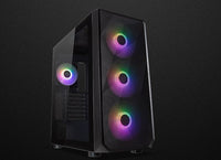 Forge L Tempered Glass High Airflow ATX case with 3x14cm & 1x12cm OMNI Fans+HUB - Black