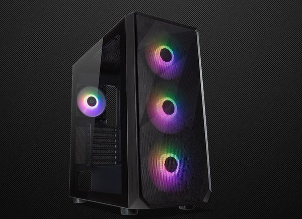 Forge L Tempered Glass High Airflow ATX case with 3x14cm & 1x12cm OMNI Fans+HUB - Black