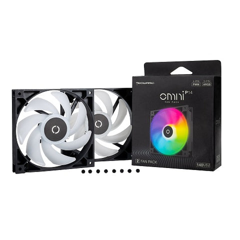 Tecware Omni P14 140mm ARGB 2 Fan Pack [No controller] - Black