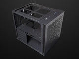 Quad Dual Side Tempered Glass Mini Cube mATX Case with 1 each 20cm + 12cm Fans