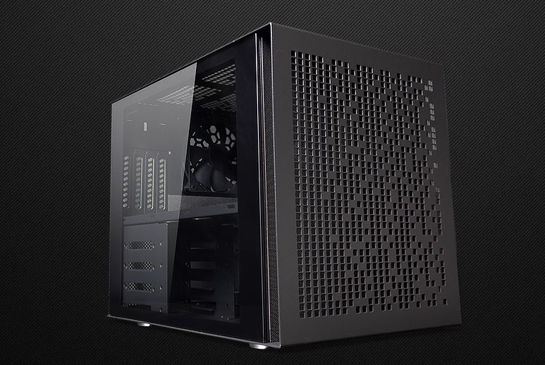 Quad Dual Side Tempered Glass Mini Cube mATX Case with 1 each 20cm + 12cm Fans