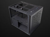 Quad Dual Side Tempered Glass Mini Cube mATX Case with 1 each 20cm + 12cm Fans