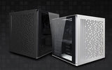 Quad Dual Side Tempered Glass Mini Cube mATX Case with 1 each 20cm + 12cm Fans