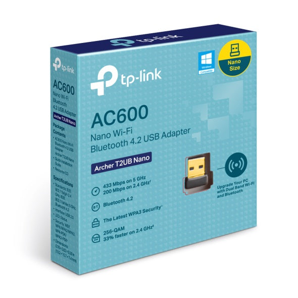 Tp-Link Archer T2UB Nano AC600 Nano Wi-Fi + Bluetooth 4.2 USB Adapter