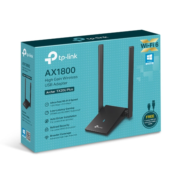 Tp-Link Archer TX20U Plus AX1800 Dual Antennas High Gain Wireless USB Adapter
