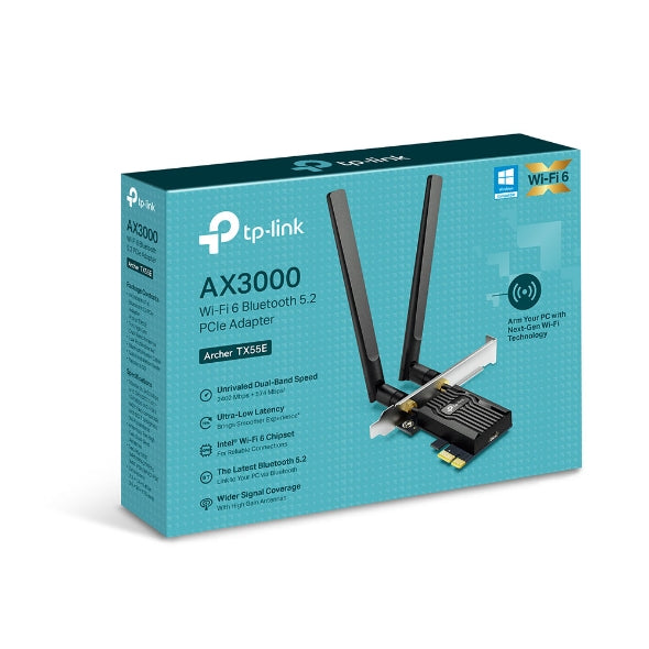 Tp-Link Archer TX55E AX3000 Wi-Fi 6 Bluetooth 5.2 PCIe Adapter