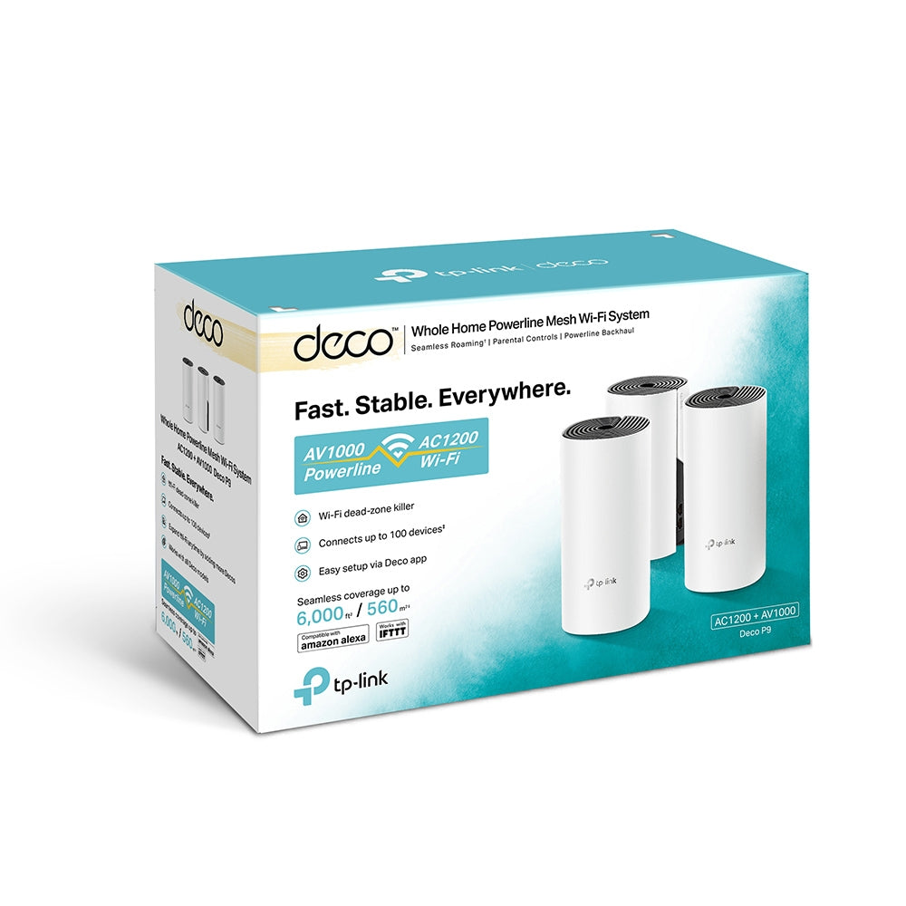 Deco P9 AC1200 Wi-Fi Home Mesh + HomePlug AV1000 - 3-Pack