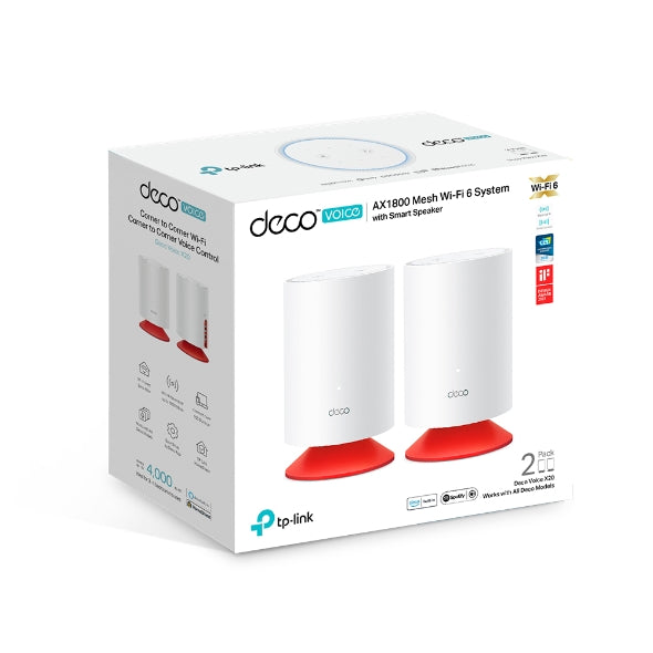 Tp-Link Deco Voice X20 (2-Pk) AX1800 Mesh Wi-Fi 6 System with Alexa Built-In