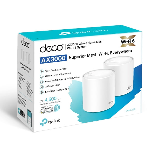 Tp-Link Deco X50 AX3000 Whole Home Mesh WiFi 6 System - 2 Pack