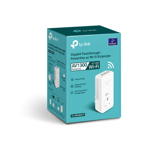 Tp-Link WPA8631P AV1300 Gigabit Passthrough Powerline ac Wi-Fi Extender - 1 Pack