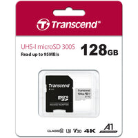 Transcend 300S UHS-I U1 | U3 A1 95MB/S MicroSDHC/XC Card with SD adapter