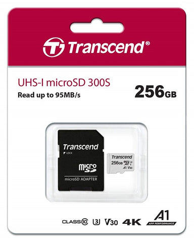 Transcend 300S UHS-I U1 | U3 A1 95MB/S MicroSDHC/XC Card with SD adapter