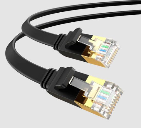 Ugreen 11269 Cat 7 Ethernet Cable High-Speed Flat Gigabit RJ45 LAN Patch Cord Black - 2 Meter