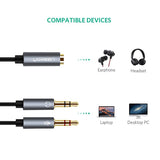 3.5mm Female to 2 Male Headset Y Splitter Cable