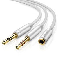 3.5mm Female to 2 Male Headset Y Splitter Cable