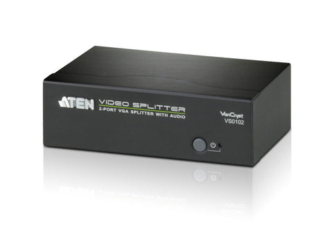 Aten VS0102 2 Port VGA Splitter with Audio, 450MHz,  1920x1440, 65m booster