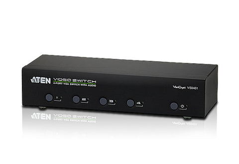 Aten VS0401 4 Port Video(VGA) Switch .1920x1440@65m; Audio enabled. Pushbutton/RS232/IR Remote Control