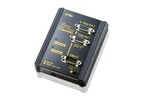 Aten VS102 2 port VGA Splitter(250MHz).1920x1440@60Hz. 65m; w/o cable, Wall Mount (Metal)