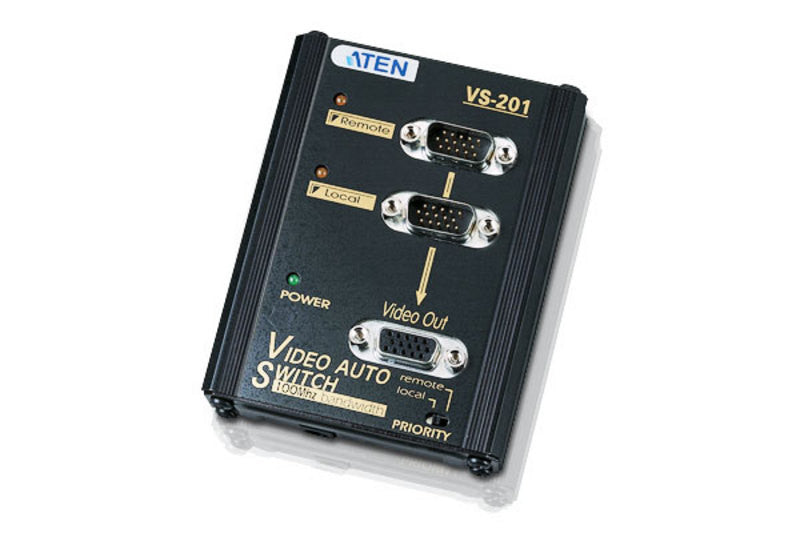 Aten VS201 2 Port Video(VGA) Switch.1024x768@65m; Auto Signal selection; w/o VGA cables