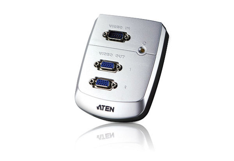 Aten VS82 2 port VGA Splitter(250MHz).1920x1440@60Hz. ; w/o VGA cable, Wall Mount (Plastic)