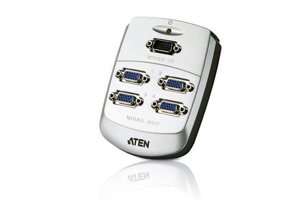 Aten VS84 4 port VGA Splitter(250MHz).1920x1440@60Hz ; w/o VGA cable, Wall Mount (Plastic)