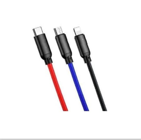 Vonk V-26 3-in-1 Lightning Type-C Micro Data Cable 120cm