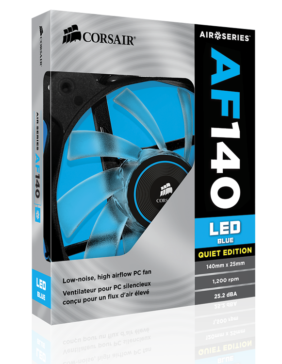 Corsair Air Series AF140 LED Quiet Edition High Airflow Fan - Blue