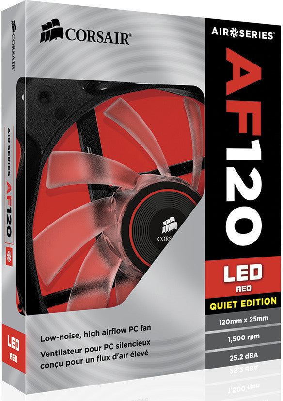 Corsair Air Series AF120 LED Quiet Edition High Airflow Fan Twin Pack - Red (0.72 KG)