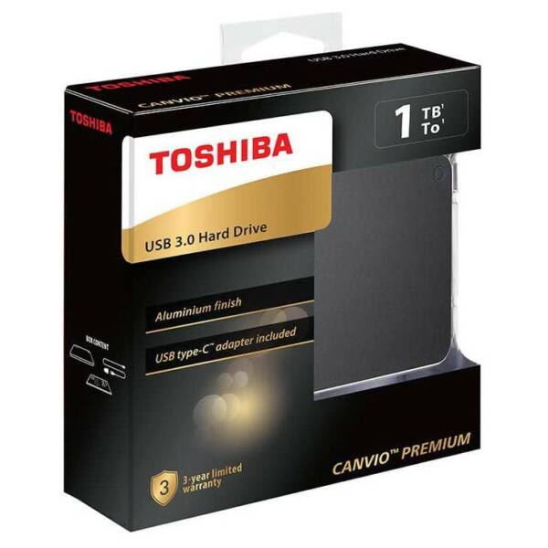 Toshiba Canvio Premium2 USB3.0 portable Hard drive  with Type-C Adpt