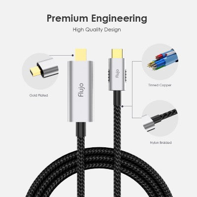 Flujo X-31 USB C to MinidisplayPort Cable 2m(Silver) Data transfer  Silver