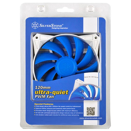 SILVERSTONE 120-25MM BLUE 4PIN PWM (Blue blade, white frame)