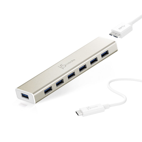 J5CREATE USB 3.0 7-Port Hub with USB Type-C Cable
