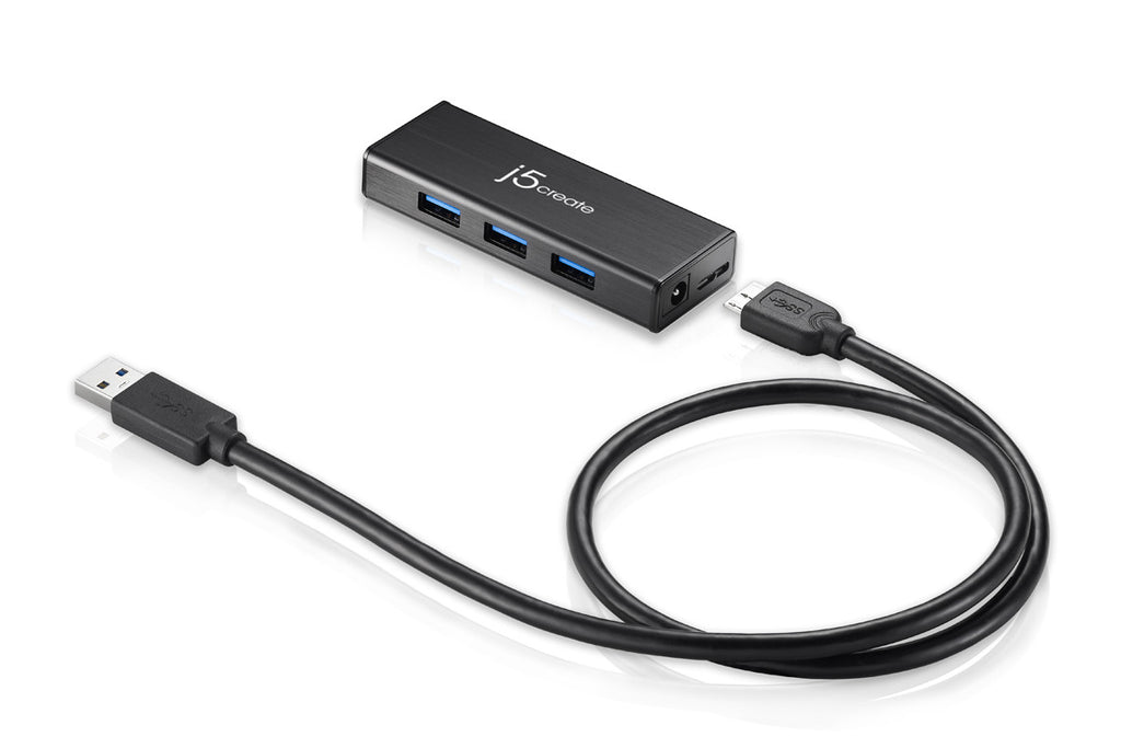 J5CREATE USB 3.0 4-Port Hub with AC Power Adapter