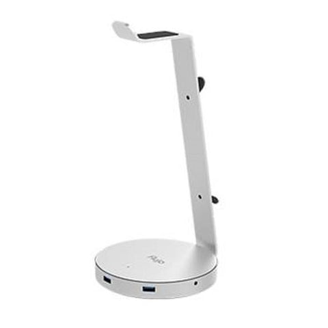 Flujo AH-2-B Headphone Stand with USB3.0 Hub & Audio - Silver