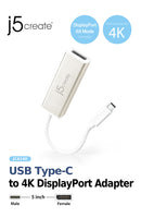 J5CREATE USB TYPE-C TO 4K DISPLAYPORT ADAPTER