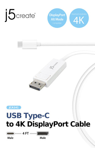 J5CREATE USB TYPE-C TO 4K DISPLAYPORT CABLE