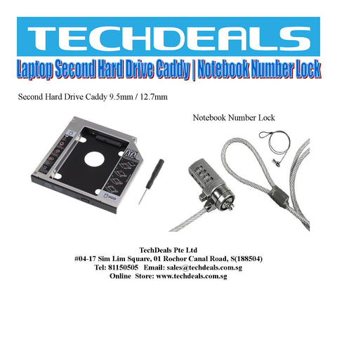 Laptop Second Hard Drive Caddy | Notebook Computer Numeric Cable Lock