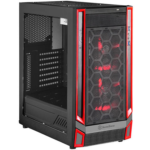 SilverStone SST-RL05BR-W ATX Casing(Red Trimming) with 2 x 140mm LED Fan and USB3.0 Type C on Front panel
