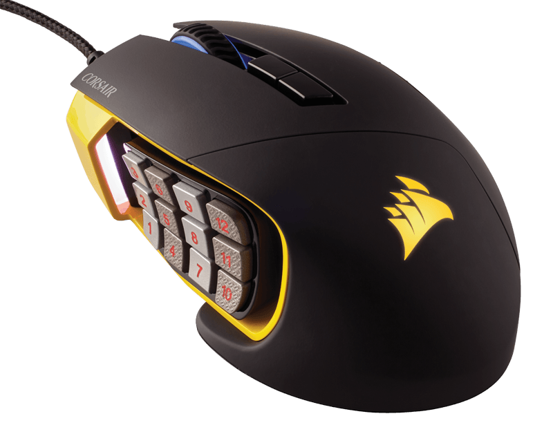 Corsair Scimitar RGB Optical MOBA/MMO Gaming Mouse --- Yellow