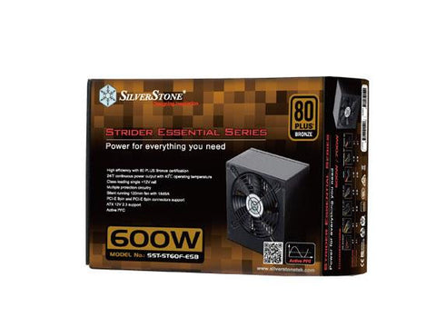 SilverStone SST-ST60F-ESB Strider Essential 600W 80 Plus Bronze Single +12V Rail