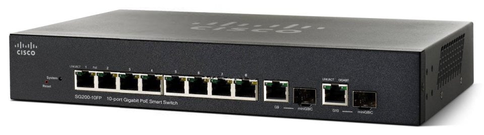 Cisco 10-port Gigabit Smart Switch, PoE (on 8 ports, 62W)